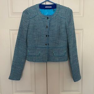 $120 T tahari  tweed blue Blazer size 2